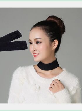 脖子装饰品女项圈配饰羊毛颈带宽边假领子简约新款黑色锁骨链学生