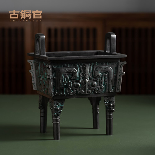 铜鼎摆件 复古仿古青铜器客厅酒柜中式家居摆设乔迁新居开业礼品