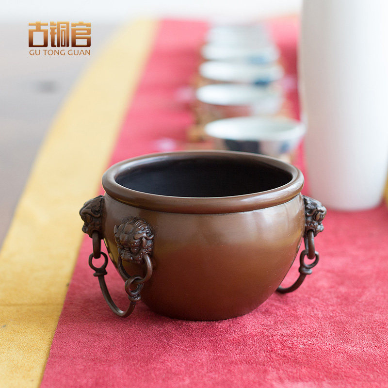 古铜官 故宫缸紫铜香炉铜香薰炉仿古大号聚宝盆摆件铜烟灰缸礼品