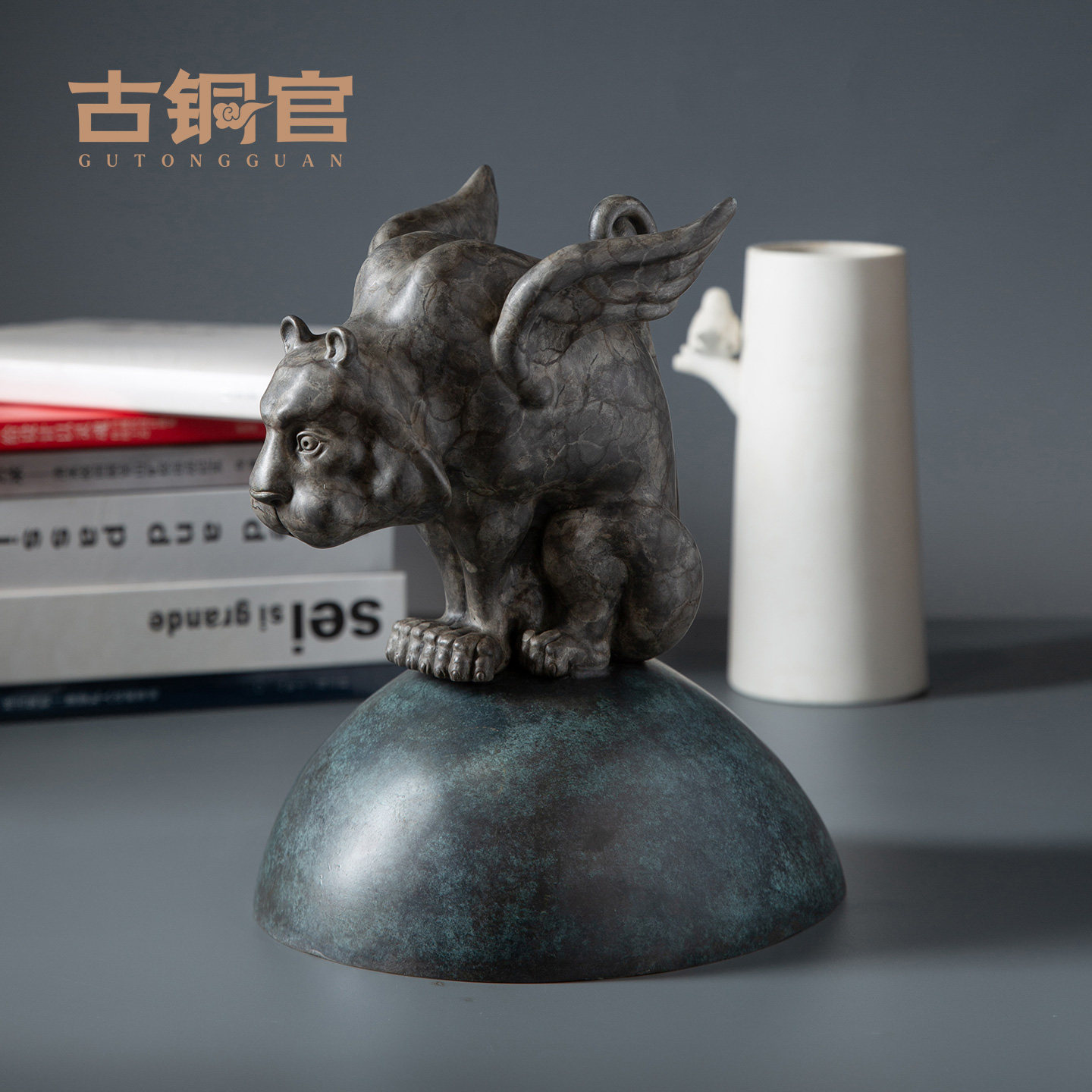 古铜官 铜老虎摆件文创艺术品生肖虎客厅玄关电视柜家居装饰礼品