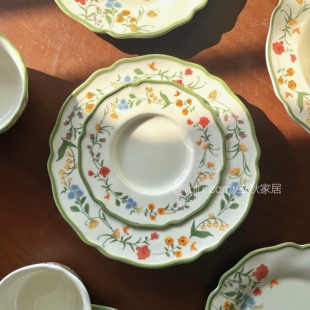 春日繁花系列餐具ins小清新唯美花卉餐盘米饭碗下午茶咖啡杯碟