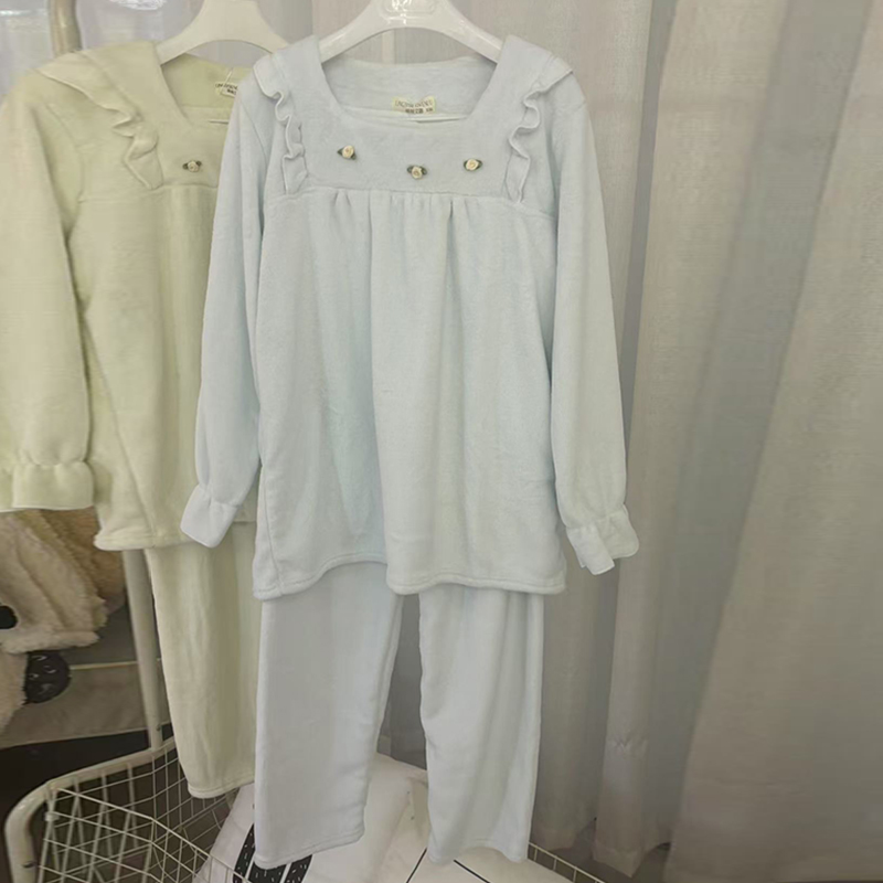 珊瑚绒睡衣女秋冬季长袖加厚加绒长袖韩版可外穿法兰绒家居服毛绒