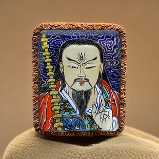(双面纯手绘)九天应元雷声普化天尊雷祖道家国风唐卡枣木吊坠挂件
