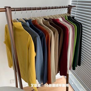 秋冬新款 女士上衣弹力 长艾窈蜜16色十六色德绒半高领加厚暖打底衫