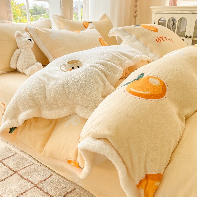 秋冬季加厚保暖牛奶绒羊羔绒被套单件200x230cm法兰绒双面绒被罩