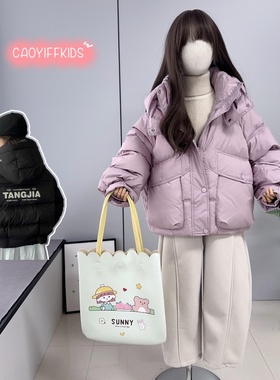 瑭伽童装2024冬季新款韩版儿童洋气纯色保暖加厚羽绒服外套 28062