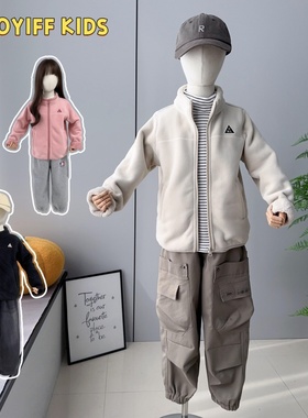 嗨大E小e童装2024冬新款儿童加厚夹克可内搭男女童摇粒绒外套2758