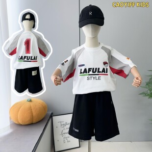 T恤 啦芙莱童装 儿童宽松拼色洋气上衣男女童短袖 新款 7028 2026夏季