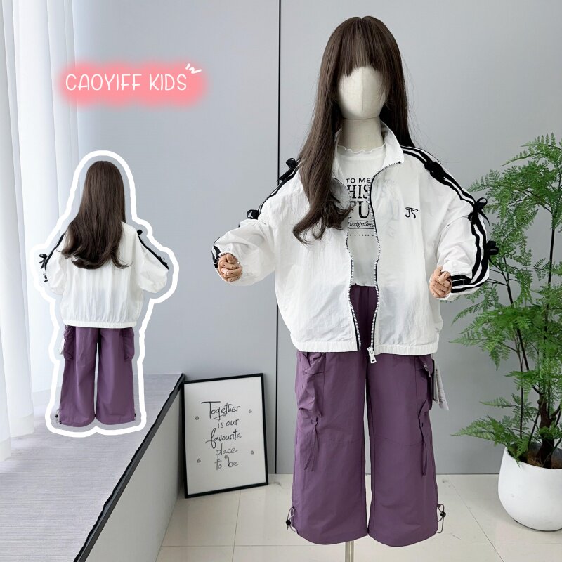 啦芙莱童装2025夏季新款中大童蝴蝶结防嗮衣女童拉链衫外套潮9761