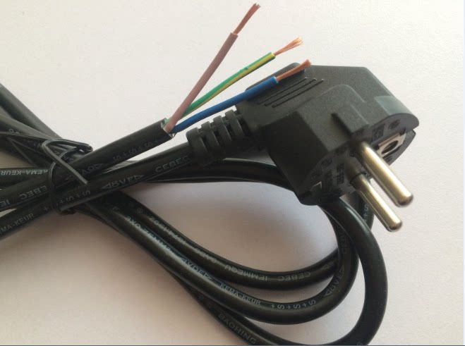 5平方单头欧式3芯电源线1.8米3米欧规插头线连接线