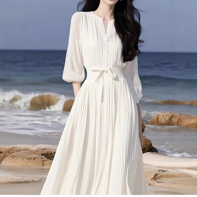 连衣裙2025夏法式名媛女神范