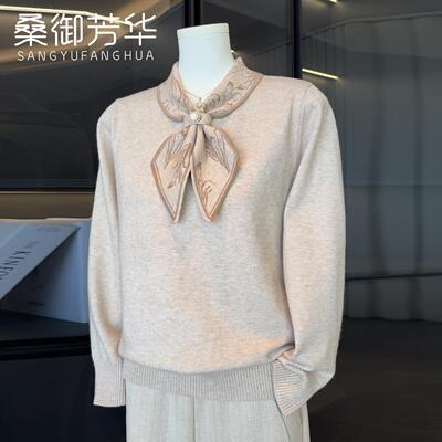 时尚洋气妈妈秋装薄毛衣中年女装针织打底衫中老年新款减龄上衣服