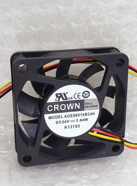 CROWN全新AGE06015B24H DC24V 3.84W 6015 6CM舞台灯光散热小风扇