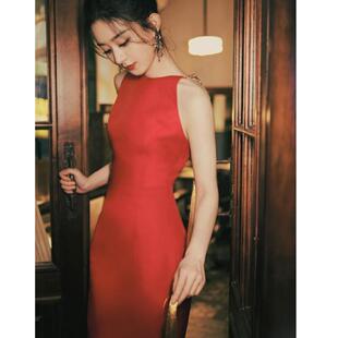 晚礼服2025明星范红色订婚复古敬酒服高端大气宴会酒会小个子结婚