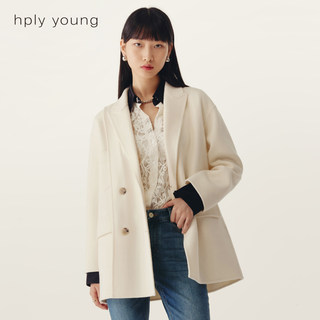 线上专享hply young女羊毛双排扣剪裁大衣HDC33500107