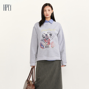 女基礎(chǔ)款 商場同款 HPLY荷比儷24春新款 印花簡約休閑風(fēng)減齡T恤