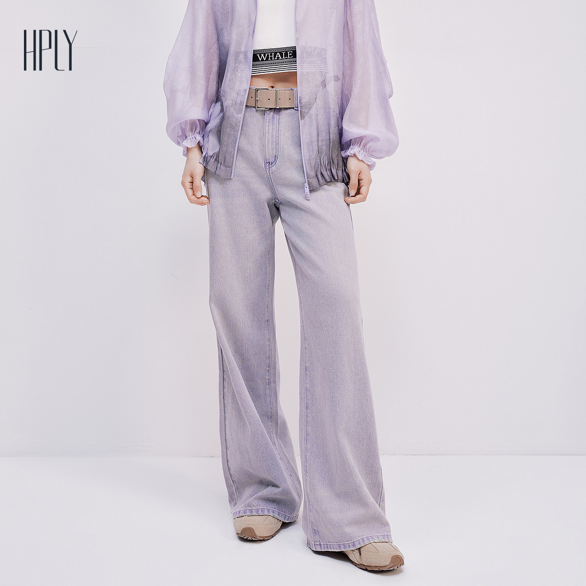 【博主同款】HPLY荷比俪夏新款女含莱赛尔水洗直筒阔腿牛仔裤图片