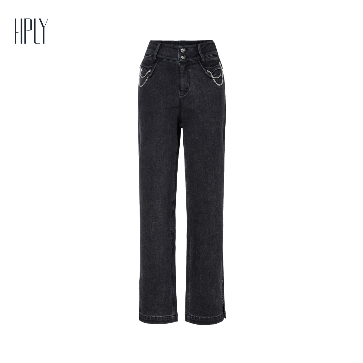 直筒裤型 链条装饰 休闲舒适