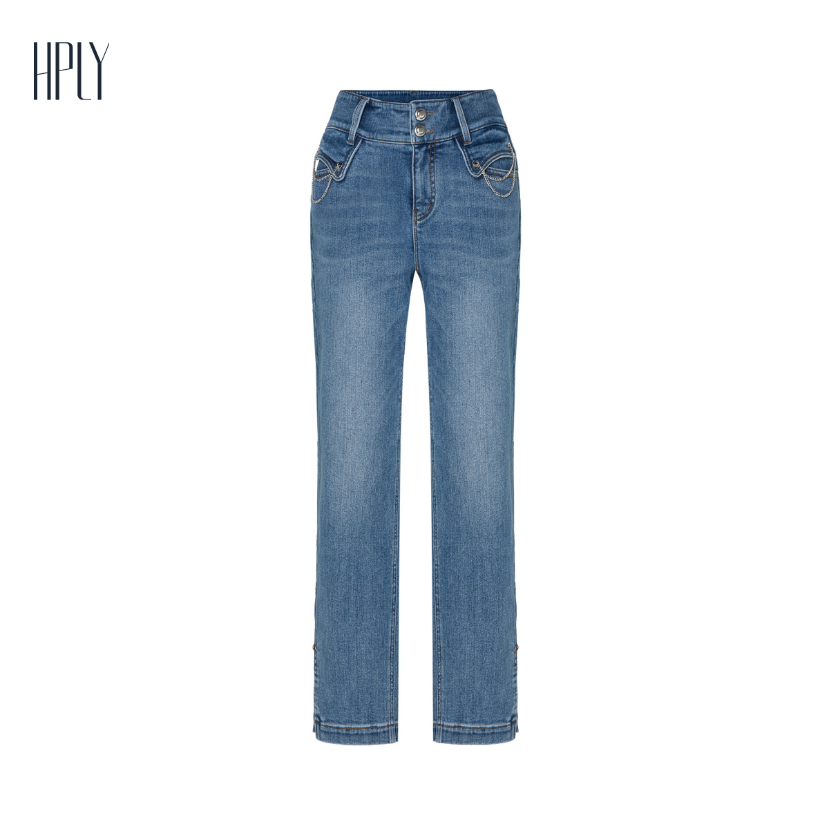 直筒裤型 链条装饰 休闲舒适