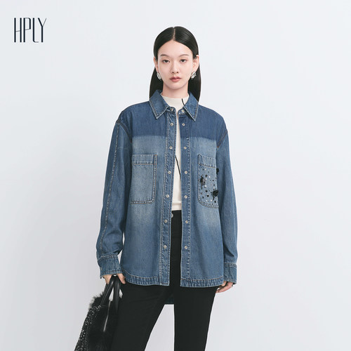 亮片钉珠 渐变拼接 宽松版型