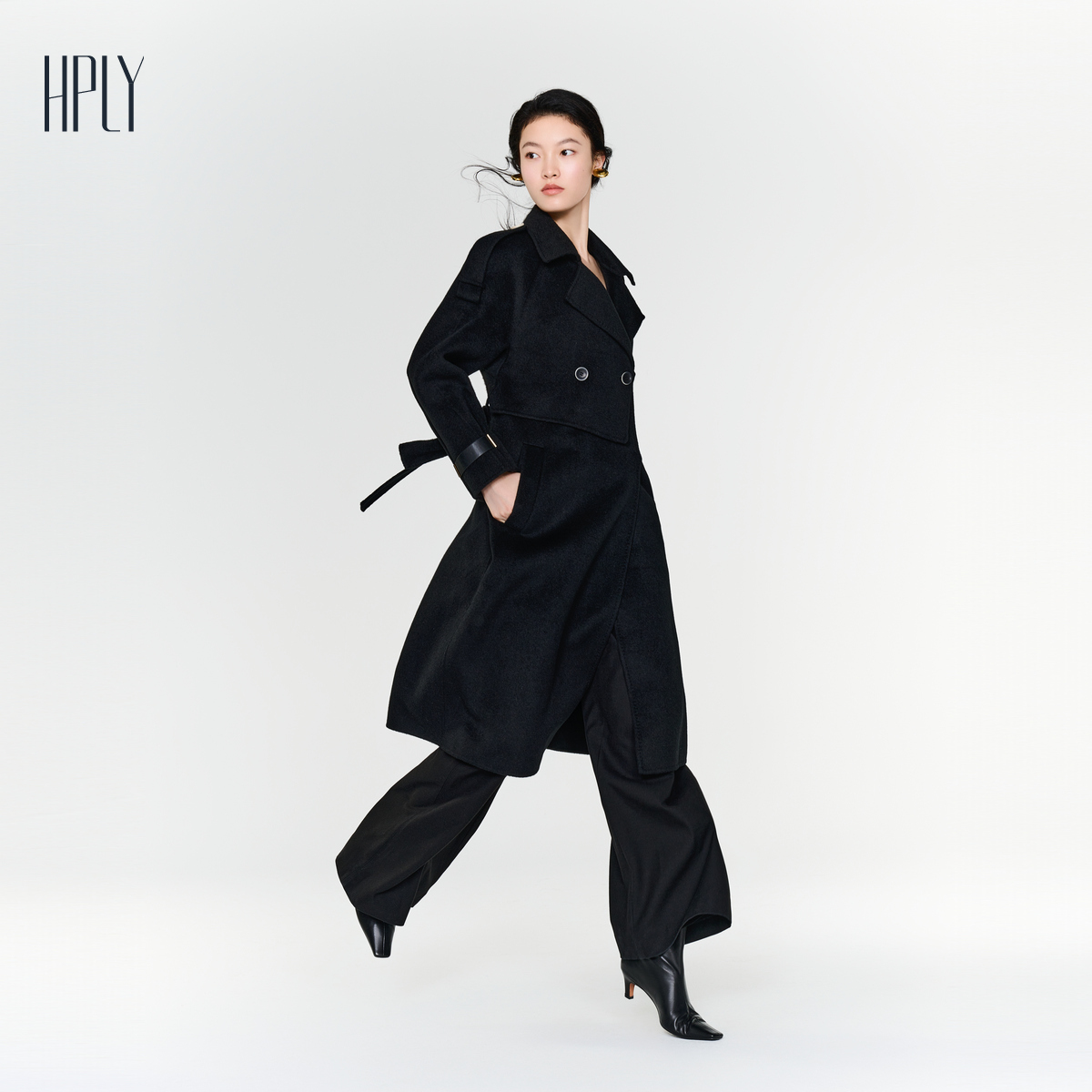 商场长款假两件大衣HPLY