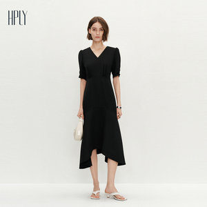 【商场同款】HPLY荷比俪夏季新款女收拢腰身修身气质连衣裙