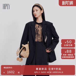 含绵羊毛蕾丝内里翻领西装 HPLY荷比俪2026夏新款 外套 商场同款
