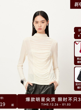 【商场同款】HPLY荷比俪新款高领细褶春秋上衣HZD43610059