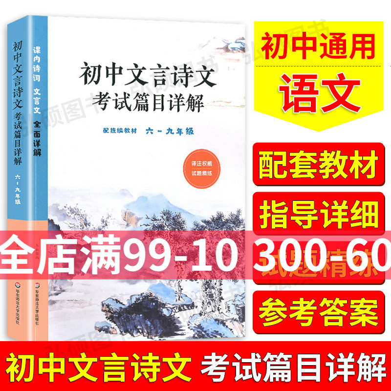 正版初中文言诗文考试篇目详解六七八九年级配套语文教材古诗词文言文初中语文知识教辅华东大出版难度大解析技巧配套教材