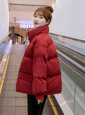 羽绒棉服2025新年款红色韩版大码学生面包服宽松棉袄短款冬季外套