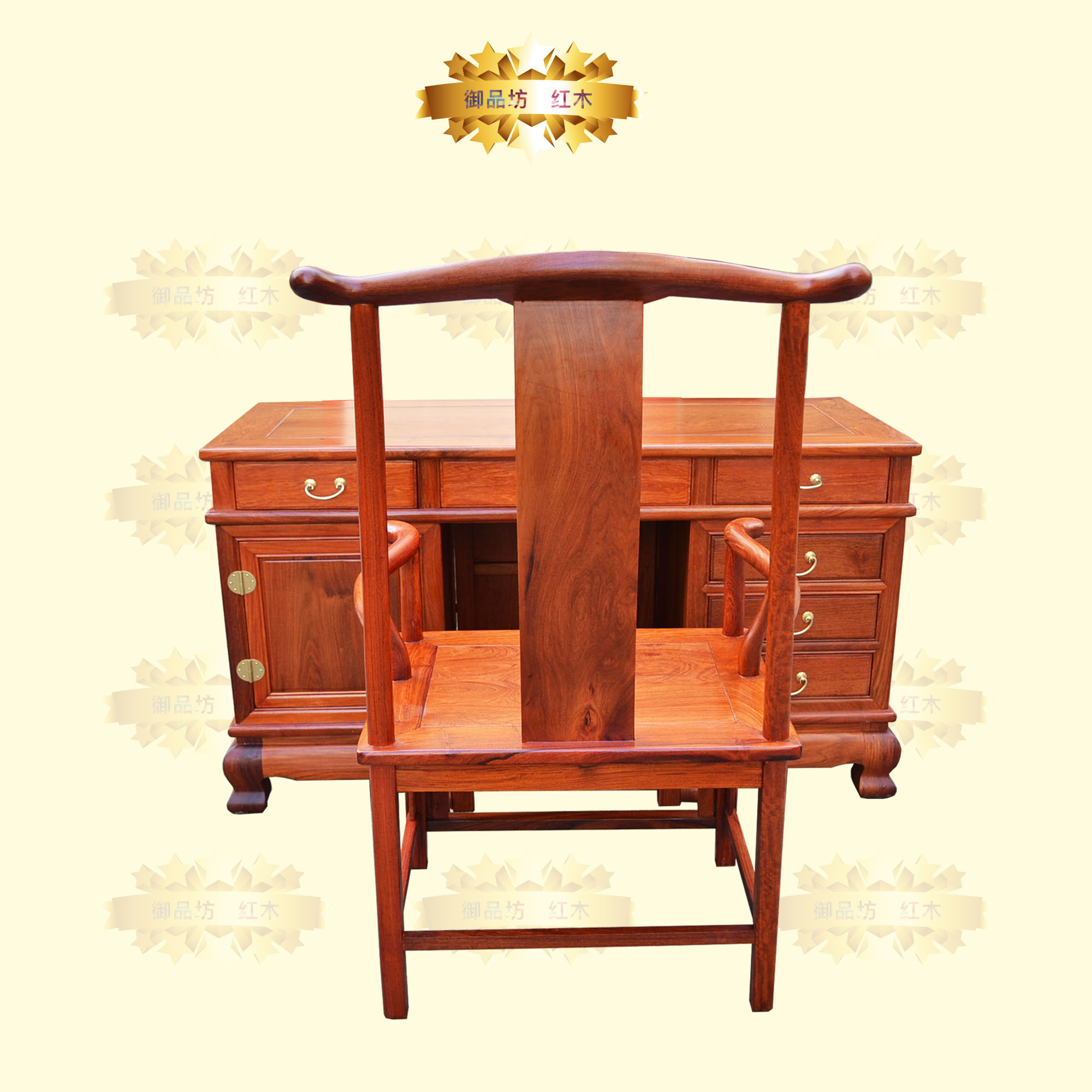 红木家具缅甸花梨木电脑桌办公桌 大果紫檀书桌写字台