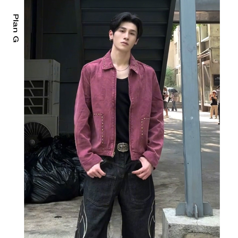 Plan G男士复古工装秋季美式复古水洗Vintage朋克街头夹克外套男