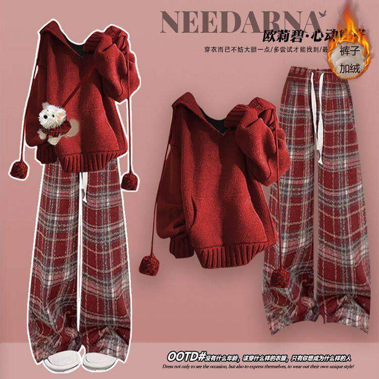 女大童新年红色毛衣女秋冬2026拜年服百搭炸街舒适上衣两件套装潮,童装/婴儿装/亲子装,内衣套装,淘宝优惠券,粉丝福利购,淘宝优惠卷