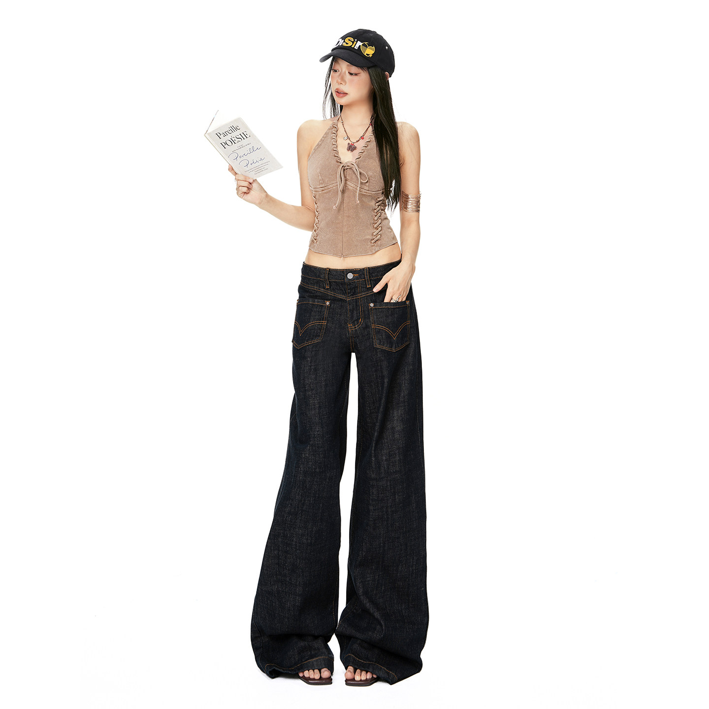 26th ootd!｜2026春季NEW复古原牛撞色缝线低腰设计感前口袋阔腿,女装/女士精品,休闲裤,淘宝优惠券,粉丝福利购,淘宝优惠卷