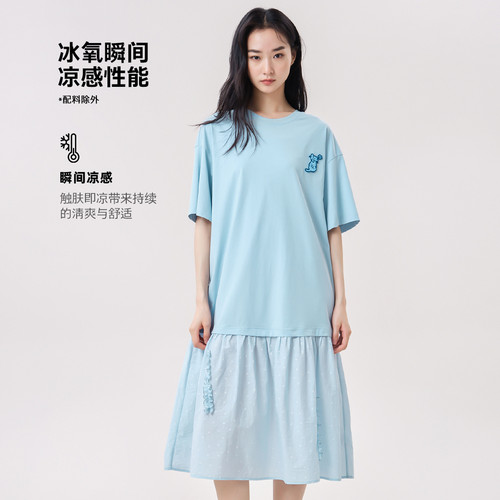 MOVEUP幻走夏木耳边碎花连衣裙