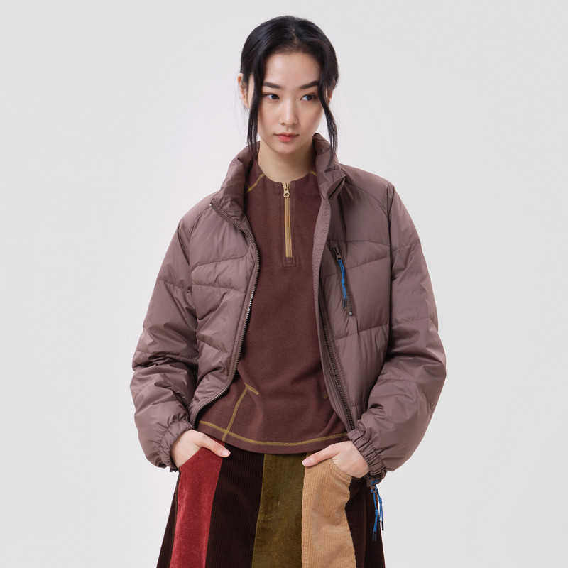 MOVEUP幻走2026冬季新款.FUN系列立领插肩袖拉链口袋短款羽绒服女