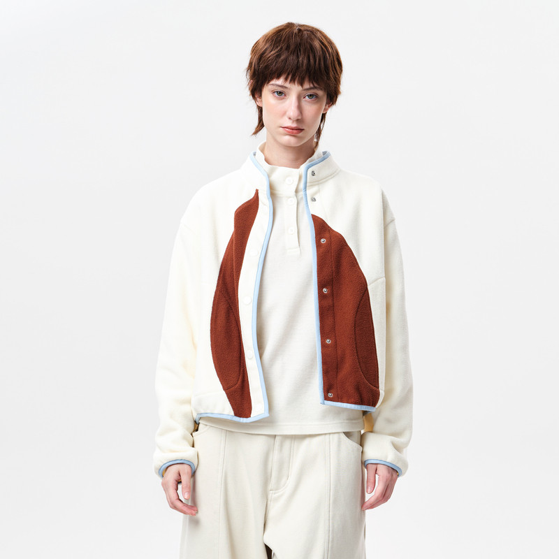 MOVEUP幻走2025冬季新品yangyang系列小立领弧形撞色短款外套女,女装/女士精品,短外套,淘宝优惠券,粉丝福利购,淘宝优惠卷