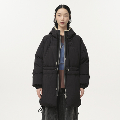 【商场同款】MOVEUP幻走2024冬季新款可调节抽绳中长款羽绒服女