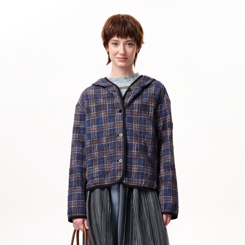 【商场同款】MOVEUP幻走2025冬季新款连帽格纹口袋复古短款外套女,女装/女士精品,短外套,淘宝优惠券,粉丝福利购,淘宝优惠卷