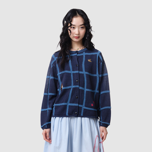 网格针织衫 .FUN系列圆领小落肩绣花开衫 女 新款 MOVEUP幻走2026春季