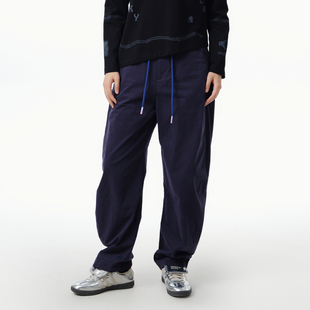 女 .FUN系列棉绳纽扣纯棉设计师休闲直筒裤 MOVEUP幻走2025春季 新款