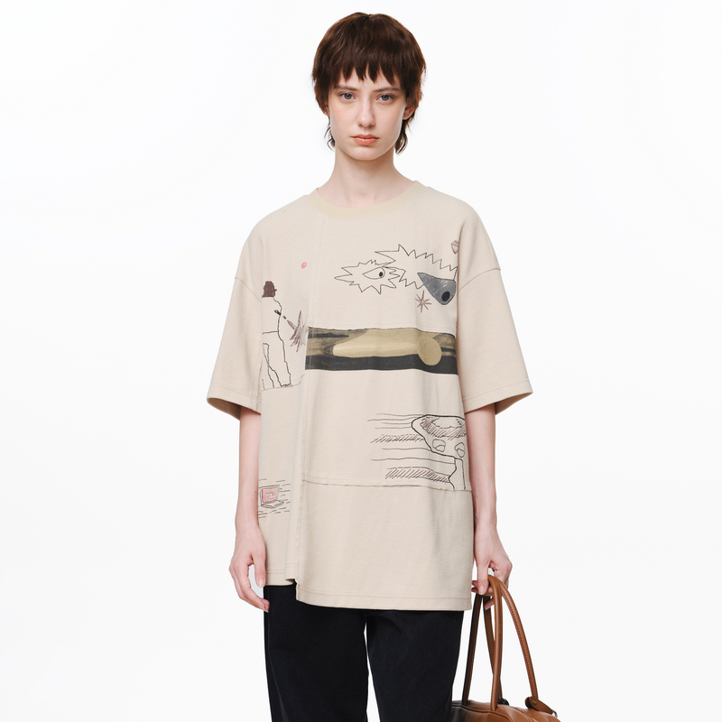 圆领、印花、拼接