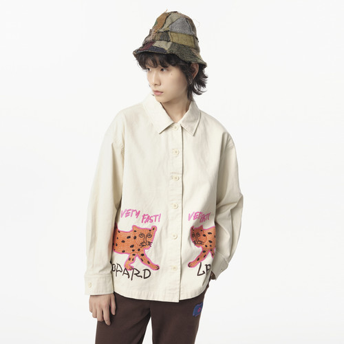 翻领 动物绣花 全开门筒