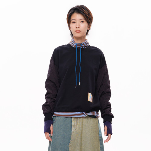 圆领、织唛、撞色袖