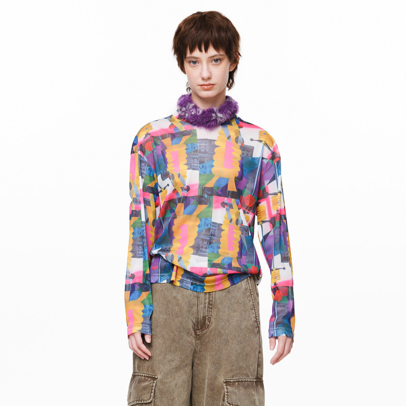 【商场同款】MOVEUP幻走2025秋季新款圆领主题印花网布短款T恤女,女装/女士精品,T恤,淘宝优惠券,粉丝福利购,淘宝优惠卷