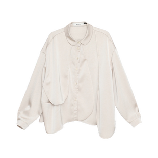 【商场同款】MOVEUP幻走2024秋季新款不规则弧形分割短款衬衫女