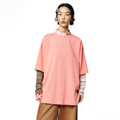 MOVEUP幻走2025秋季 T恤女 织唛短款 新款 .FUN系列小高领撞色条纹袖