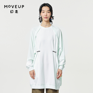 【商场同款】MOVEUP幻走2024春季新款圆领拼接设计师针织连衣裙