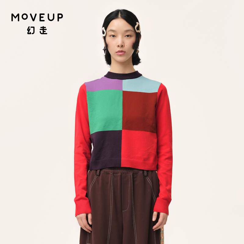 圆领 撞色拼接 有弹性