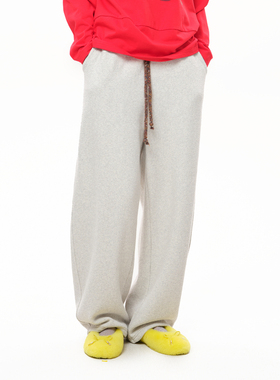 MOVEUP幻走2025冬季新款糯米裤垂坠感软糯松紧腰加绒休闲直筒裤女